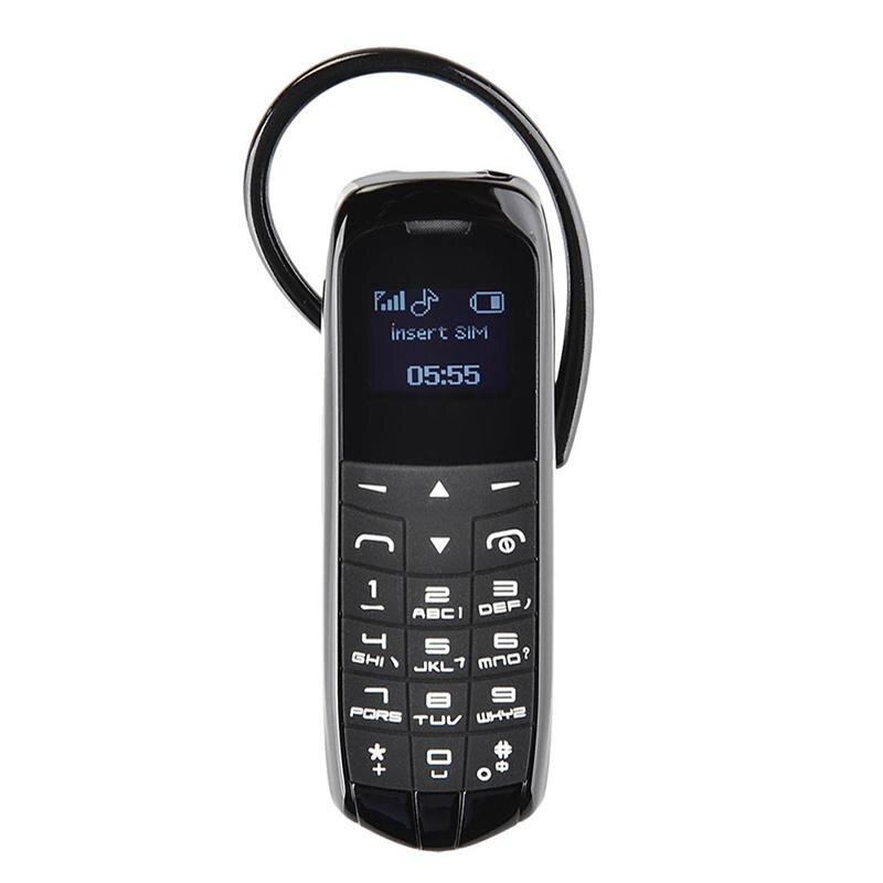 Long-cz  j8 magisk stemme bluetooth dialer fm radio mini bluetooth 3.0 øretelefon lang standby mobiltelefon: Sort