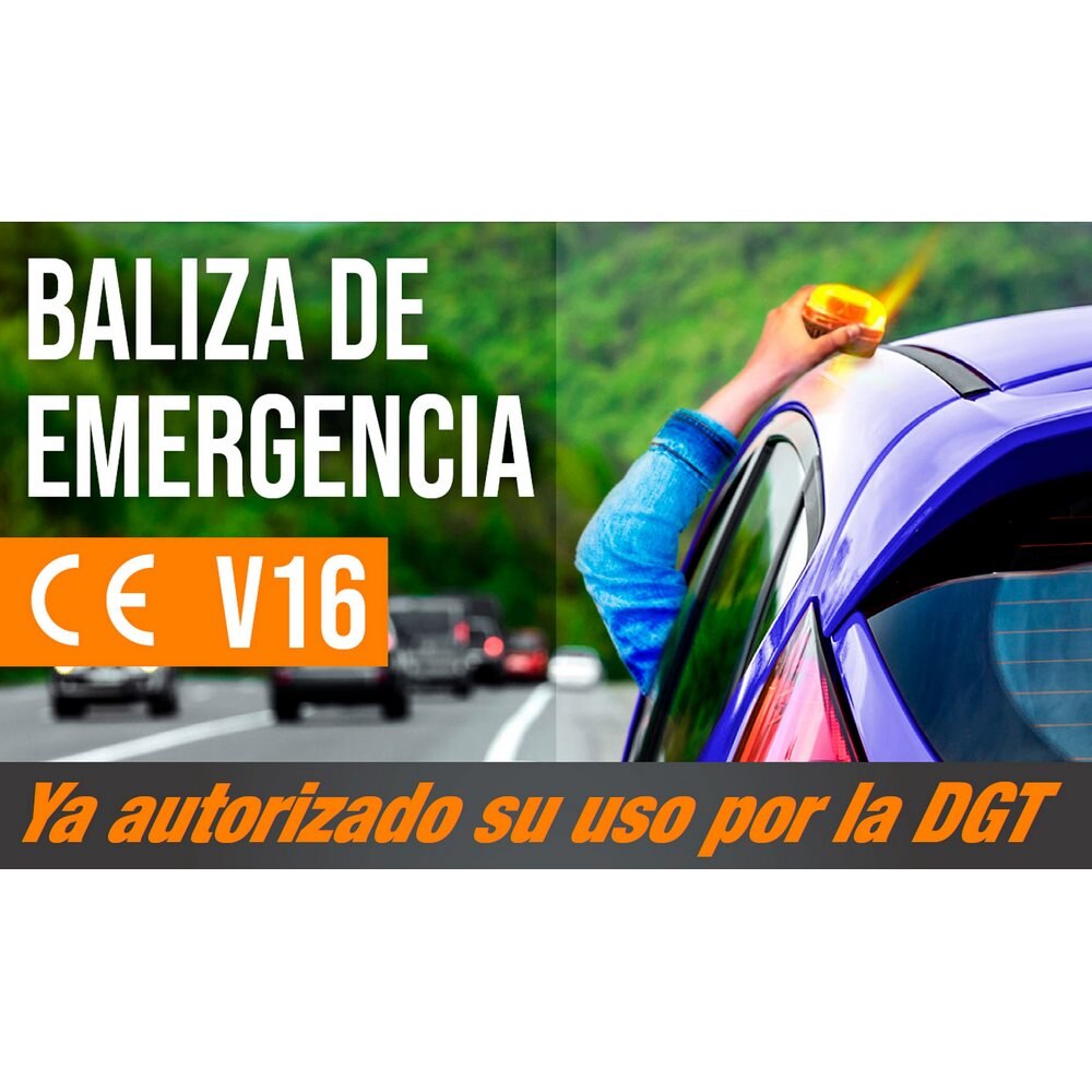 Luz emergencia coche, V16 homologada DGT, baliza de emergencia, pila incluida, señal luminosa, automóvil, luces emergencia coche, luz emergencia dgt, luz estroboscopica emergencia, luz emergencia coche homologada dgt