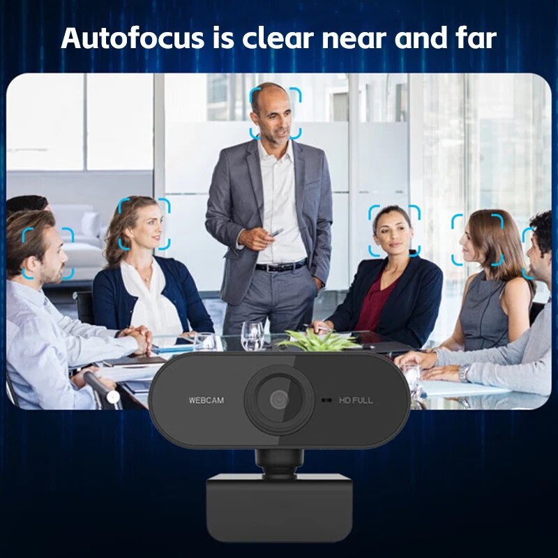 Câmera de computador HD para trabalho com microfone e tripé, câmera de rede USB, microfone embutido, 1080p
