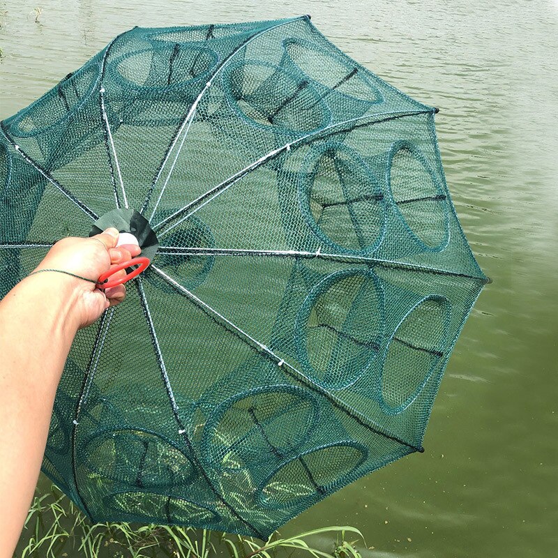 Strengthened 4-20 Holes Automatic Fishing Net Shrimp Cage Nylon Foldable Crab Fish Trap Cast Net Cast Folding Fishing Network
