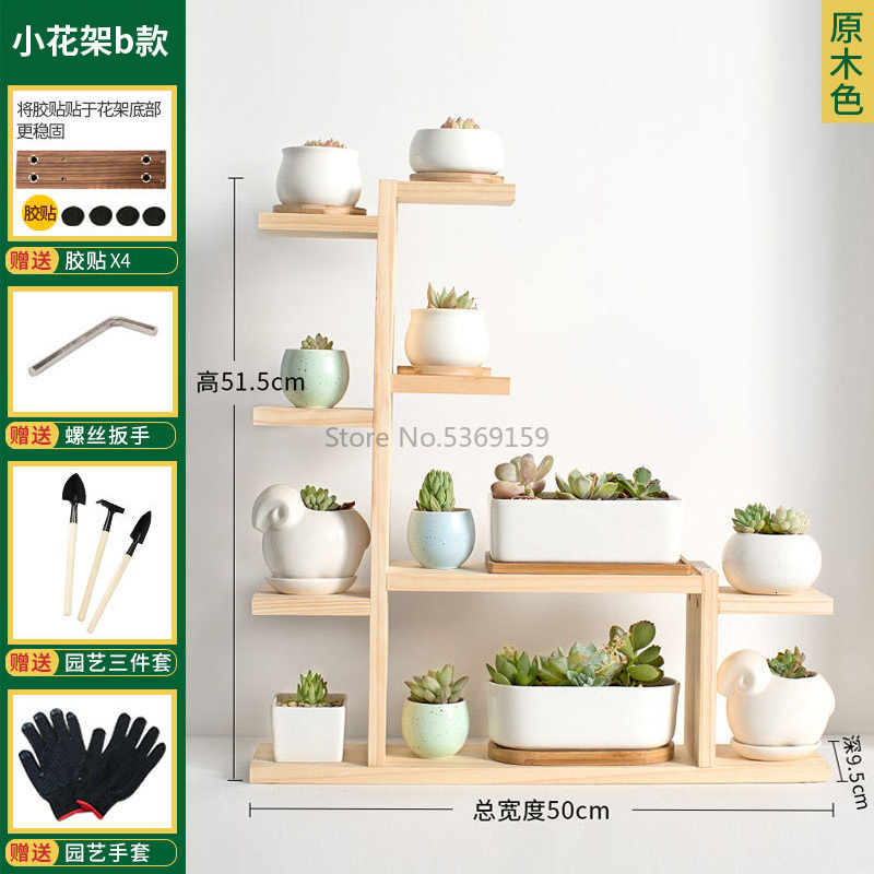Desktop Bay Window Table More Meat Flower Shelf Indoor Living Room Small Flower Stand Balcony Flower Pot Rack Storage Decoration: Gray