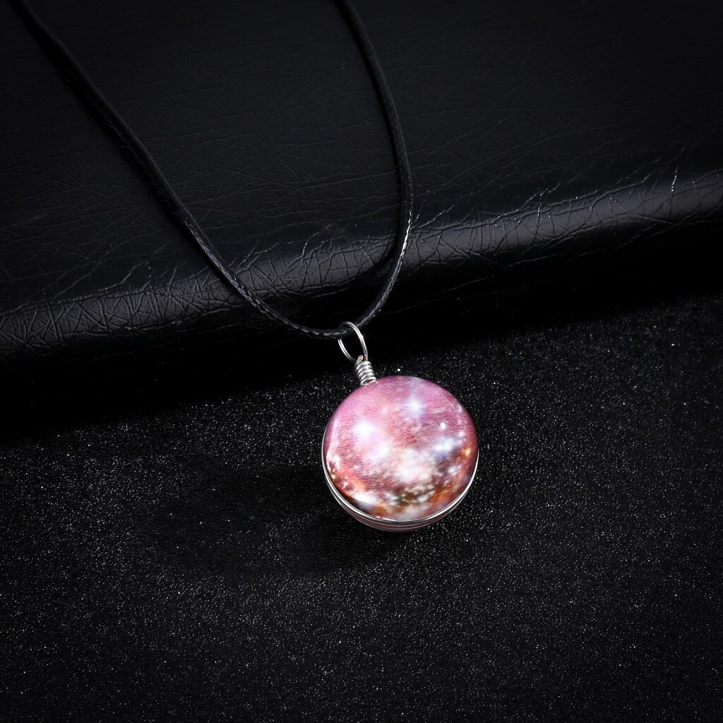 Galaxia luminosa hecha a mano bola de cristal tiempo gema colgante collar resplandor] ing universo fantasía cielo estrellado collar joyería amantes