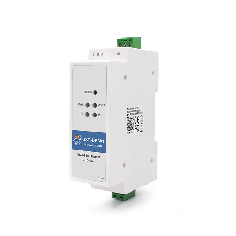 USR-DR301 DIN-Rail Modbus RS232 Serial port TO Ethernet Converter bidirectional transparent transmission between RS232