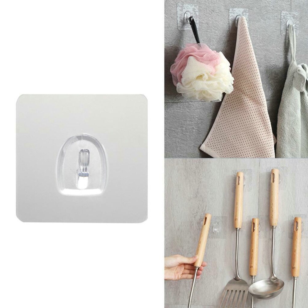 Wall Mounted Hanger Hooks Waterproof Anti-skid Hooks Reusable Transparent Traceless Wall Hanging Hooks 2-10pcs L1014
