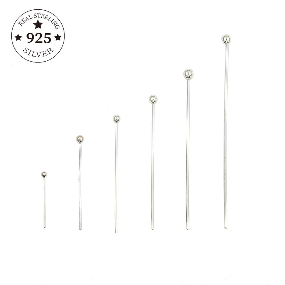 925 Sterling Zilver Bevindingen Metalen Nietstiften 15 20 25 30 35 40 50 Mm Head Pins Voor Diy sieraden Maken Bevindingen Supplies