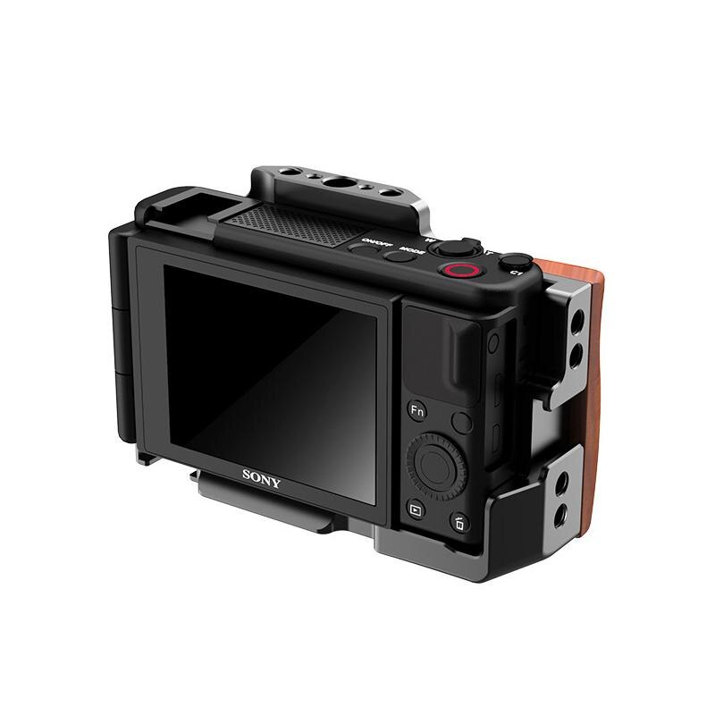 Cage de protection pour caméra Sony ZV1, avec poignée en bois, cadre d'extension pour photographie Vlog