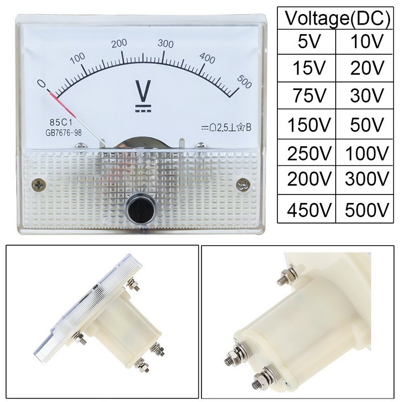 Dc 30V Analoge Panel Volt Voltage Meter Voltmeter Gauge 85C1 5V 10V 15V 20V 30V 50V 100V 200V 300V Mechanische Spanning Meter