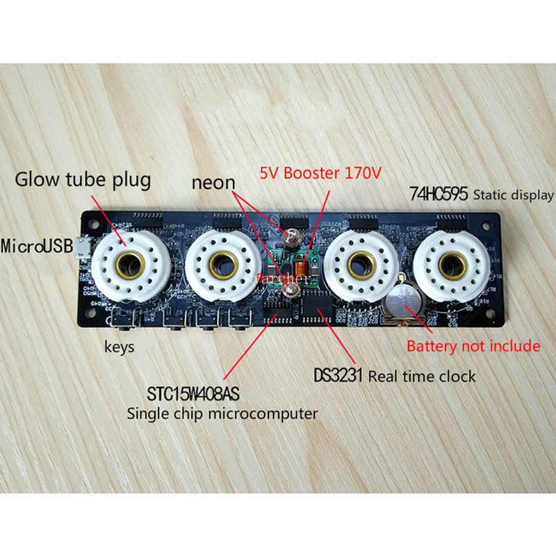4-bit integrated glow tube clock QS30-1, SZ1-1,SZ3-1,SZ-8 with acrylic case without tubes