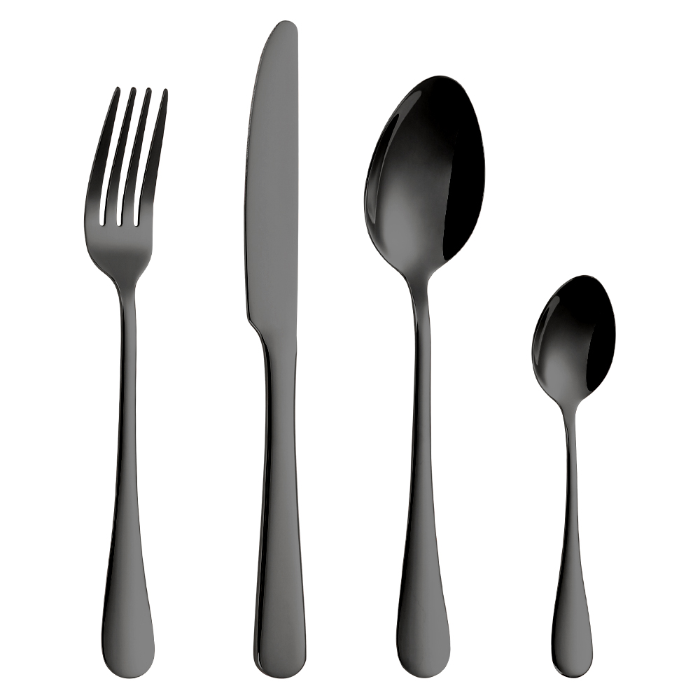 8/12/16/20PCS Couverts en Or Noir Vaisselle Vaisselle En Acier Inoxydable Miroir Couteau Fourchette Cuillère Couverts Pour La Cuisine À Domicile: 5 Set 20Pcs / Black