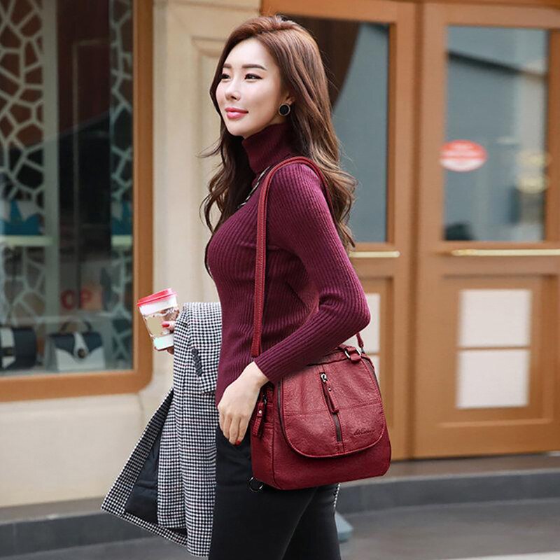 Backpack Women Backpack Mini Travel Bag Multi-Functional Women'S Large Capacity Backpack PU Leather Totes Purses