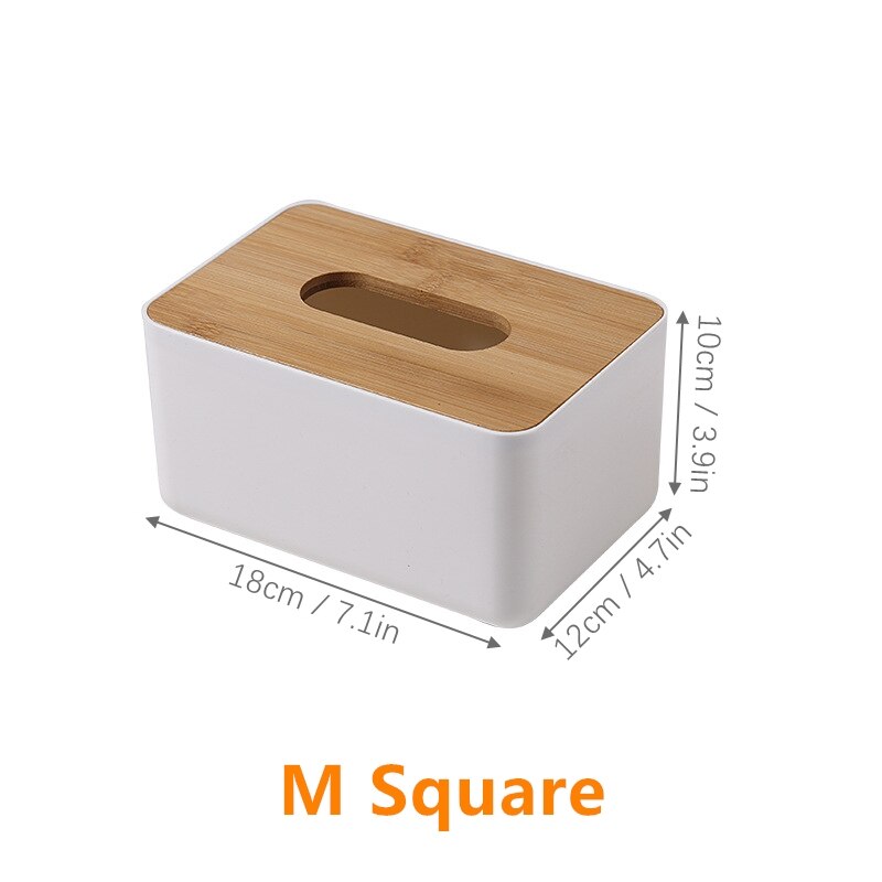 Home wooden plastic tissue box Kitchen solid wood napkin holder box Restaurant tissue case holder Office storage tissue canister: M  Square