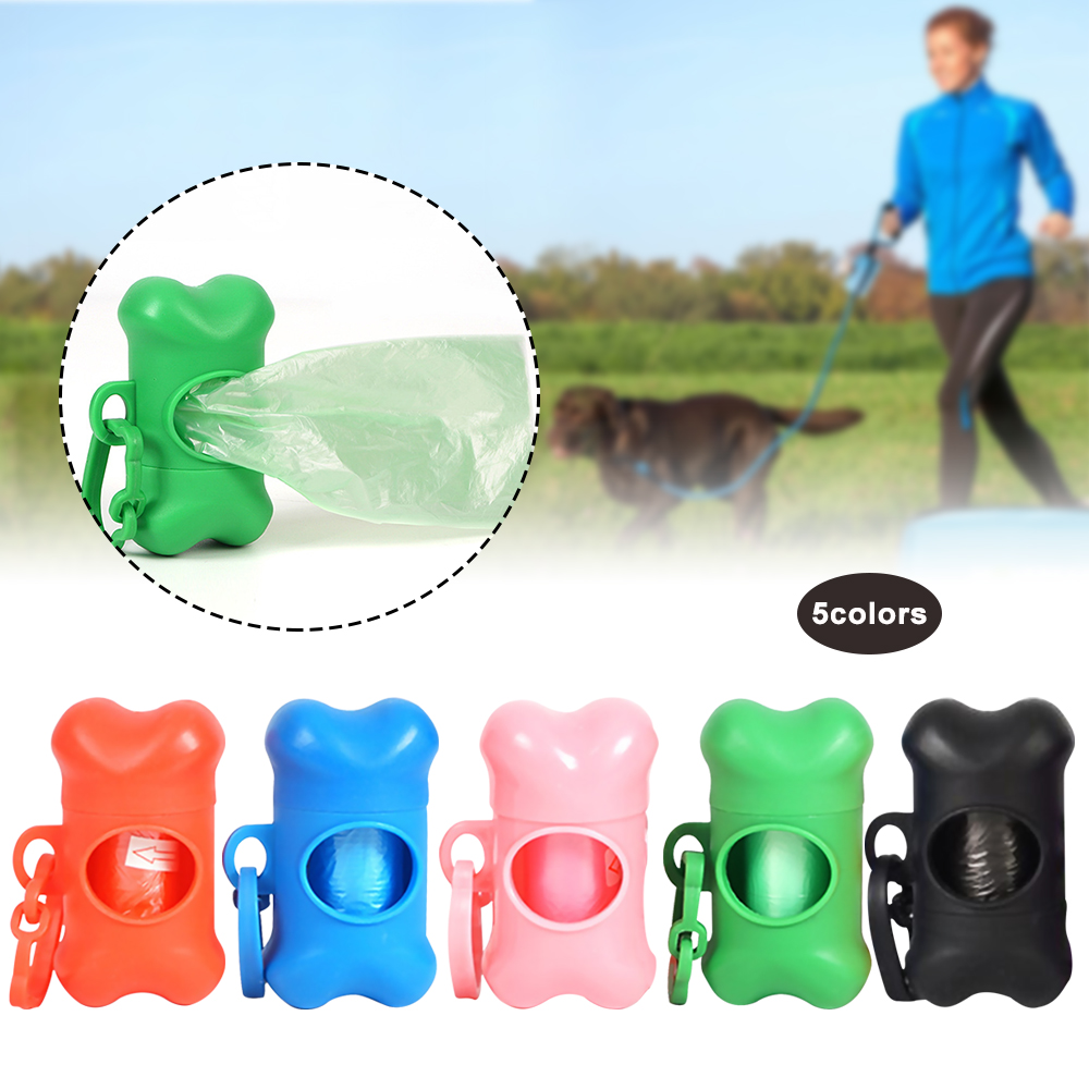 1x Pet Dog Bone Shape Waste Poo Garbage Dispenser Clean Up Bag Holder Case