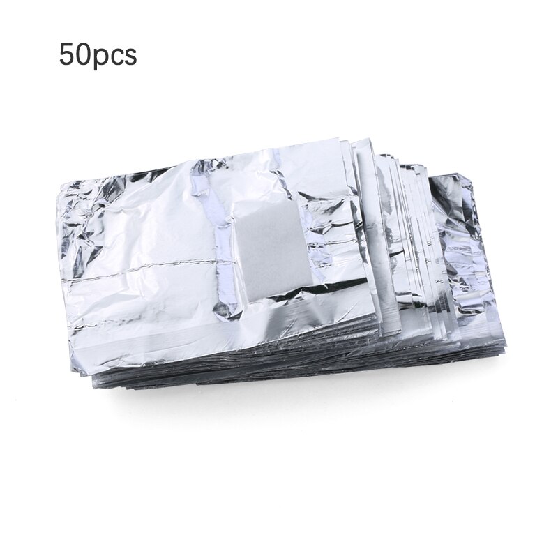 50/100 stk aluminiumsfolie gel neglefjerner klude polish fjernelse suge af akryl uv gel remover wraps med acetone manicure værktøjer: 50 stk