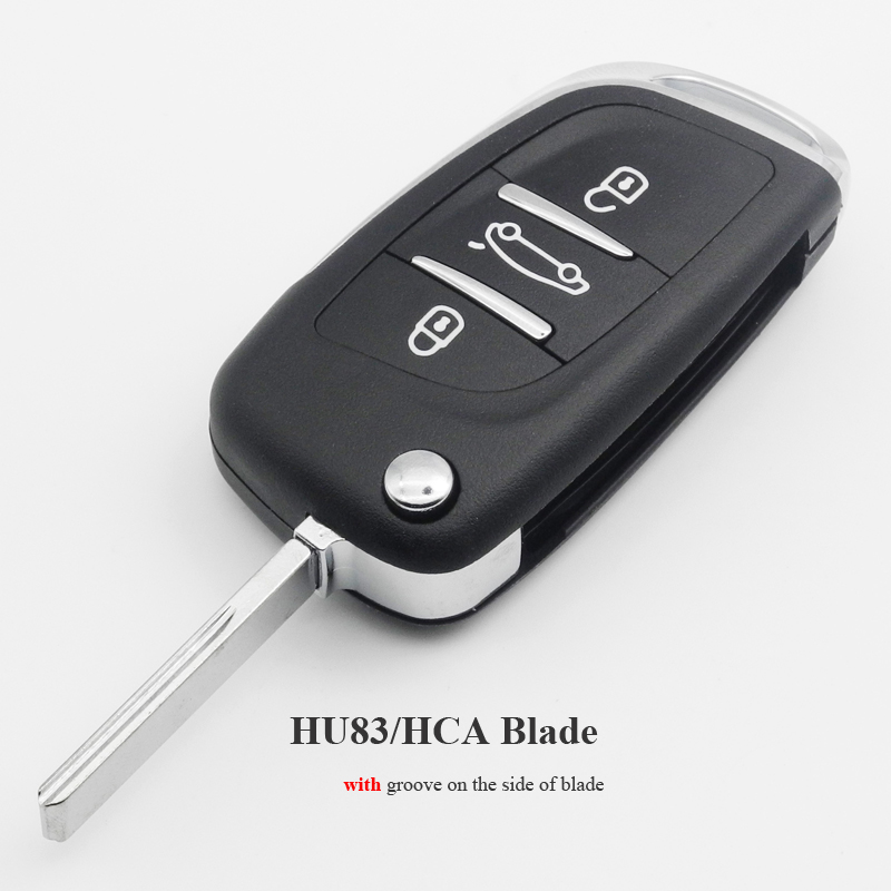 jingyuqin 2/3 BTN Modified Filp Remote Car Key Shell Case For Peugeot 307 408 308 For Citroen C2 C3 C4 C5 HU83/VA2 Blade CE0536: 3 Buttons HCA Blade / for peugeot
