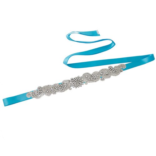 Topqueen S366 Koninklijke Medaille Ambachtelijke Bruid Riem India Kant Bridal Riemen Hand Made Wedding Sjerpriem Kralen Riem Voor Bruiloft jurk: Blue