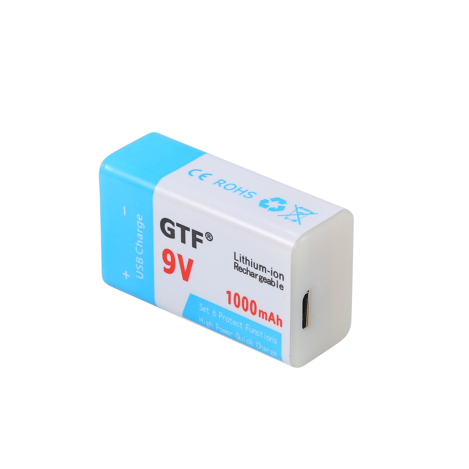 Usb opladning 9v 1000 mah li-ion batteri usb genopladeligt batteri 9v lithium til multimeter mikrofon legetøj fjernbetjening ktv brug: 1pc 1000 mah