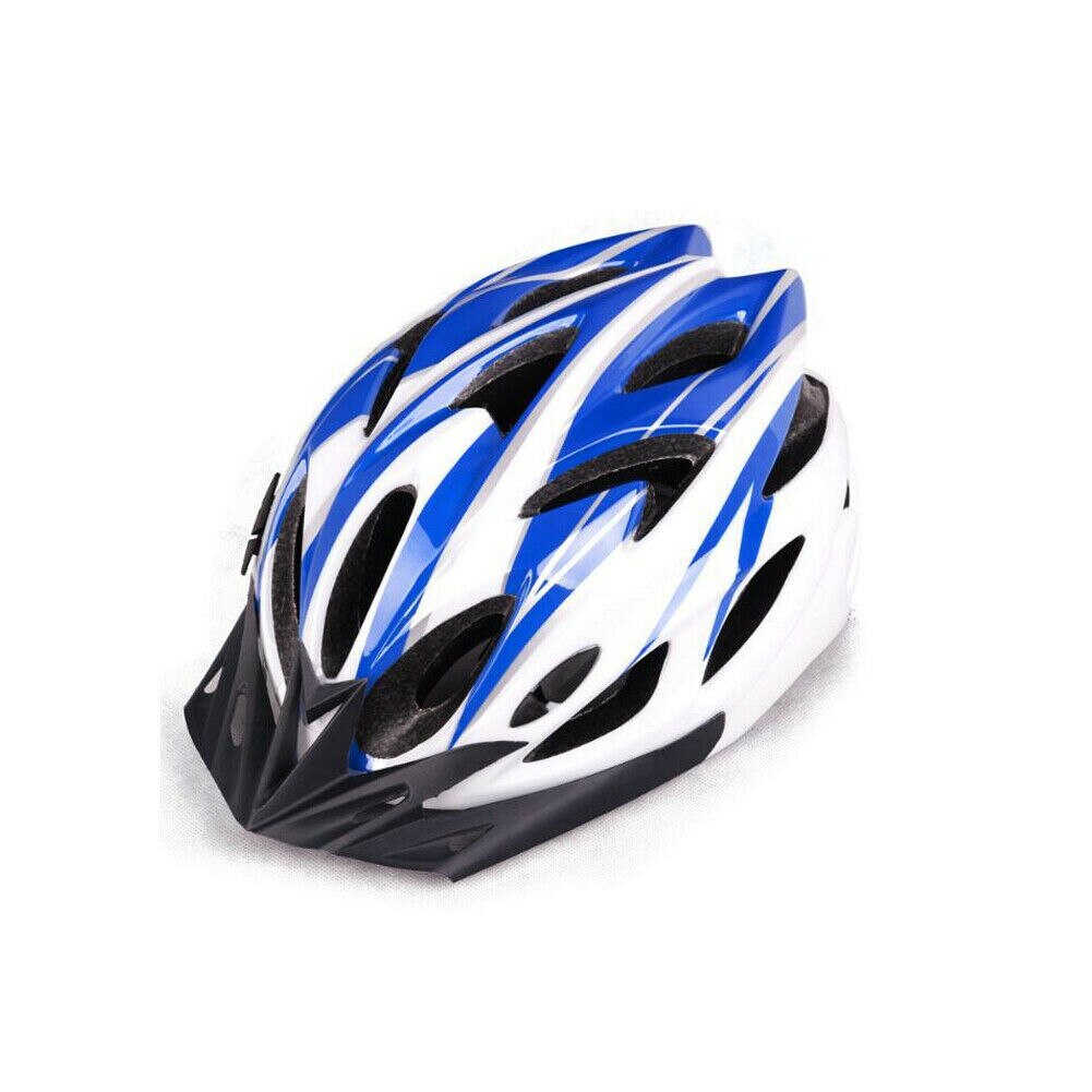Adult Men Womens Bike Helmet Cycling MTB With Visor Mountain Shockproof Adjustable Fitting Bicycle Helmet: Blue White