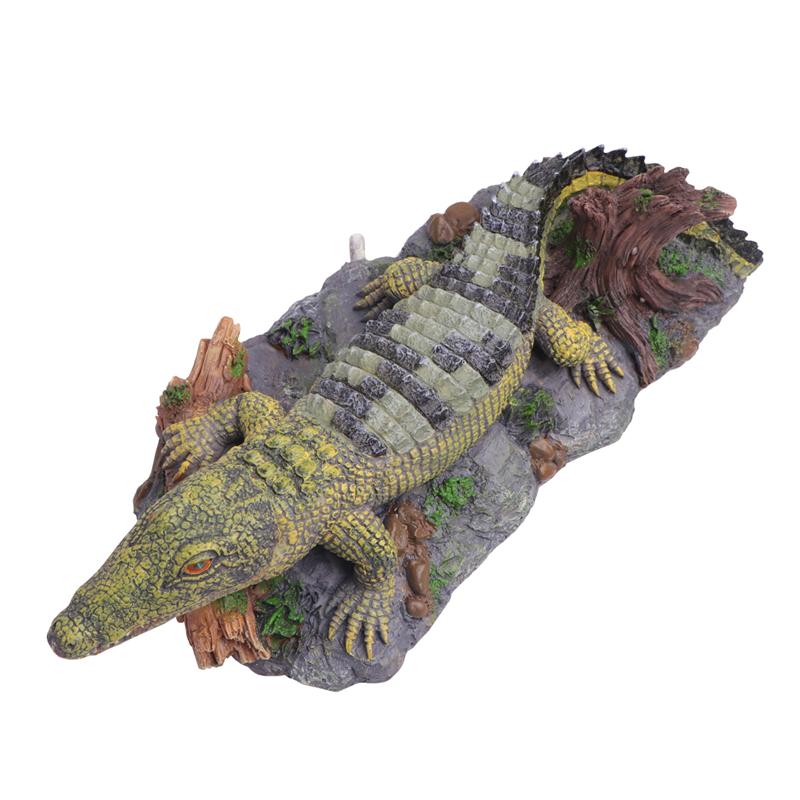 Aquarium zuurstofpomp hars krokodil decoratie voor aquarium vissenkom krokodil vorm zuurstofpomp landschap luchtbel ornament