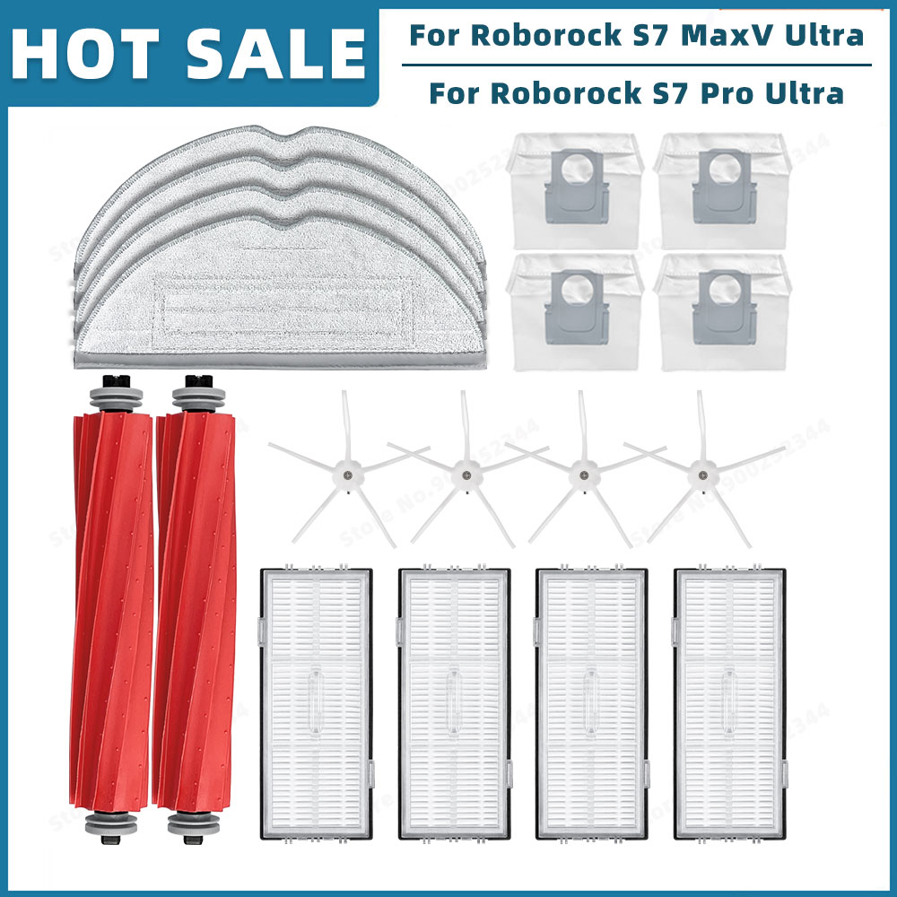 Accesorios para Roborock S7 Max Ultra / S7 MaxV Ultra / S7 Pro Ultra, piezas de repuesto, cepillo lateral principal, filtro, mopa, bolsa de polvo: Lavanda