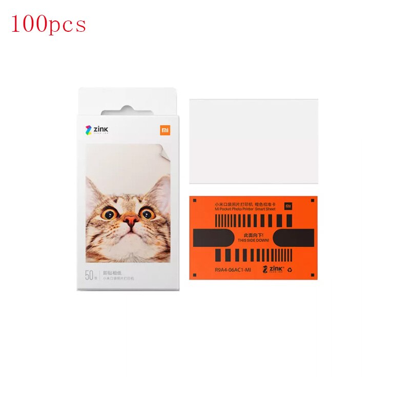 Xiaomi-impresora de bolsillo ZINK de , papel autoadhesivo, impresión fotográfica a color, Mini impresora de bolsillo de 3 pulgadas,: 100 pcs