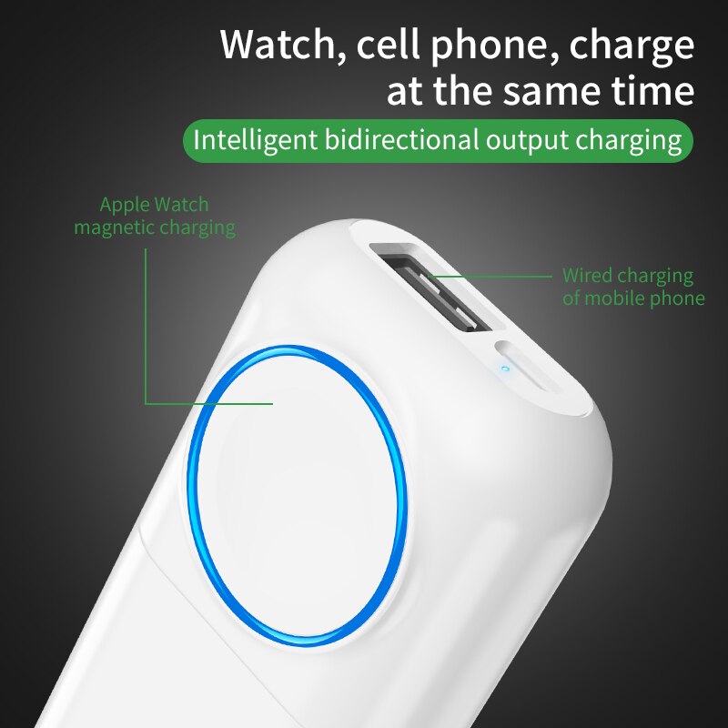 5200Mah Draadloze Snelle Oplader Voor Apple Horloge Dual Port Uitgang Draagbare Magnetische Iwatch Power Bank Voor Iphone X/8 Plus/7 Plus
