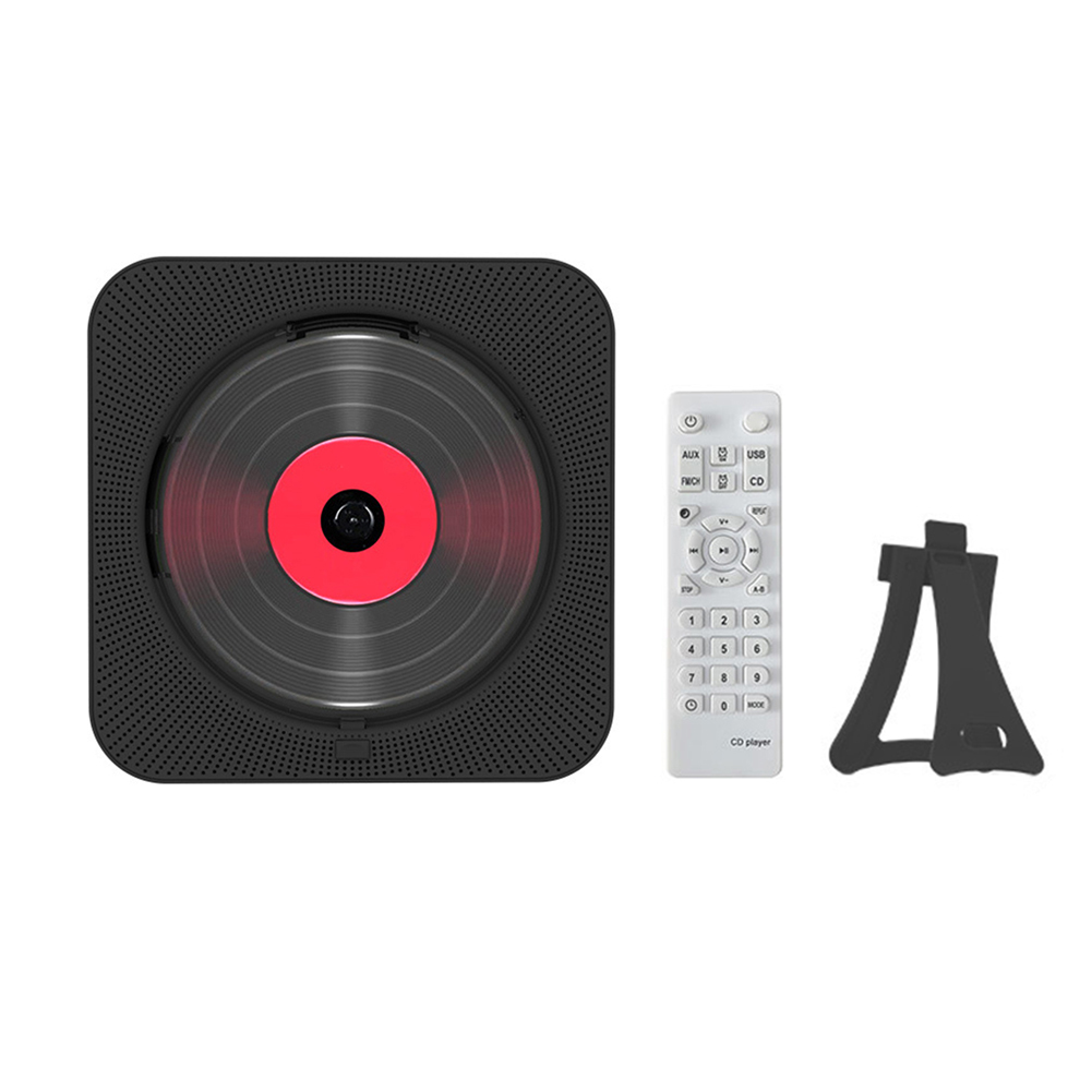 Bärbar cd-multimediaspelare fm-radio bluetooth-kompatibel 5.1 musikspelare 3.5mm musikspelare infraröd trådlös fjärrkontroll: Grå