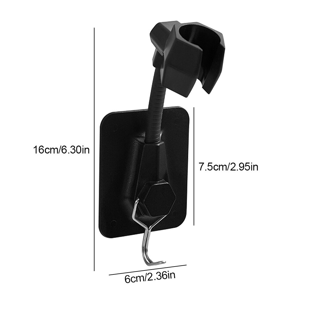 Universal Self-Adhesive Showerhead Bracket Wall-mounted Shower Head Holder 360° Rotatable Bathroom Accessories Stand Holder: B-Black