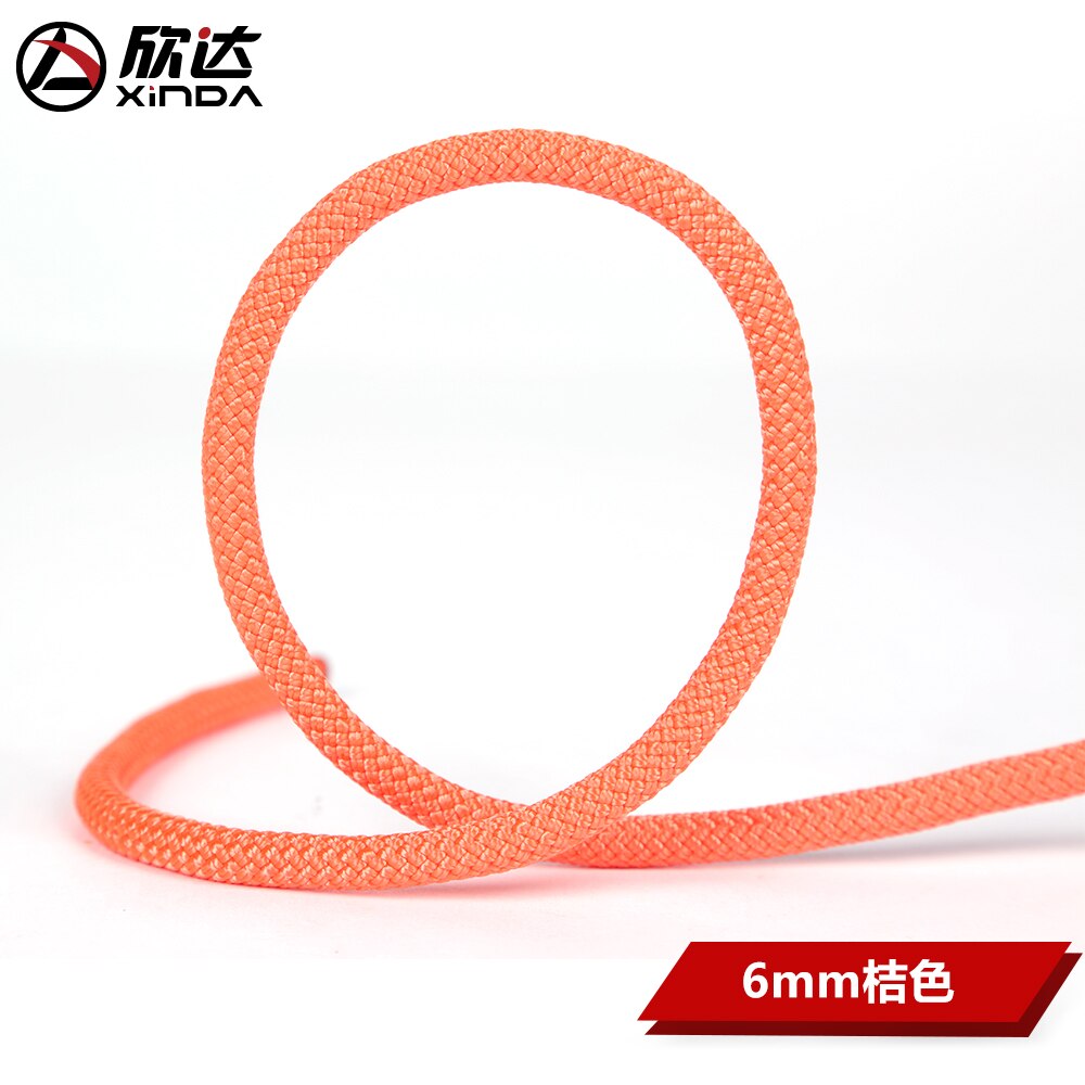 Xinda outdoor 6mm 8mm static rope grab knot rope rescue rope climbing outdoor safety auxiliary rope: 6mm-Orange-10meter