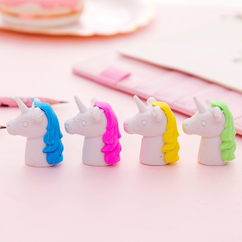 Nette Karikatur Einhorn Bleistift Radiergummi Multi-funktion Gummi Stift Kappe Kawaii Schreibwaren Schüler Schule Büro Liefert freundlicher Preis Spielzeug
