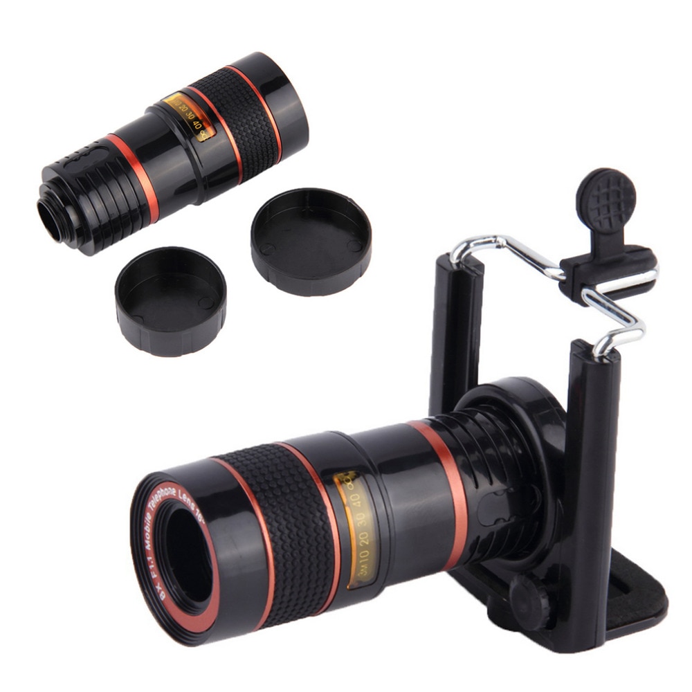 Zoom Telescope 8X Zoom Optical Telephoto Telescope Camera Lens Mobile Phone Lens with Universal Holder Monocular Lens