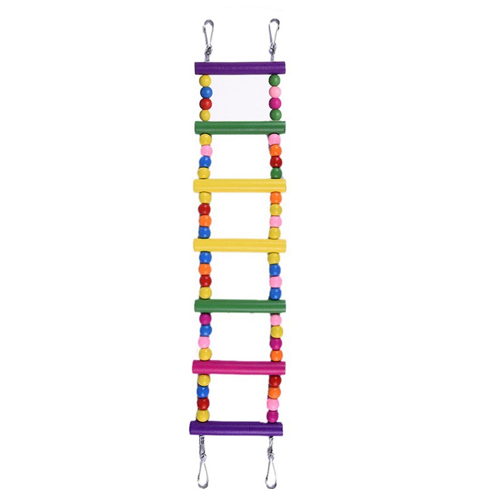 Échelle d'oiseau jouets pour perroquet animal de compagnie balançoires mâcher suspendu pont en bois arc-en-ciel échelle pour calopsitte Conure perruche aras Budgie: 7 Ladders