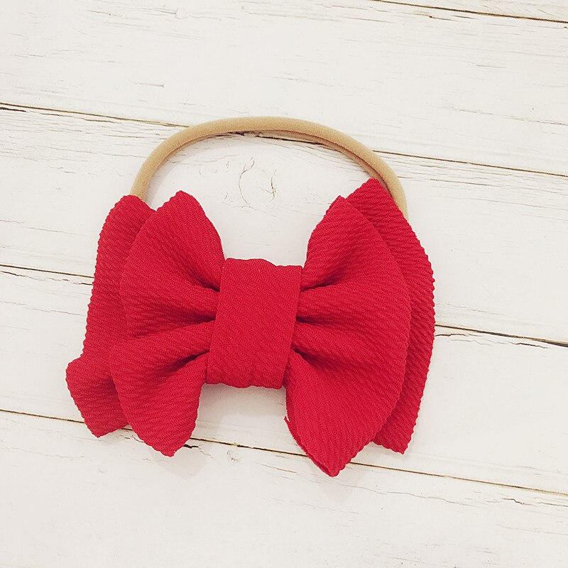 Menina headdress grande arco nó sólido bandana bandana elástica nó headdress acessórios: Vermelho