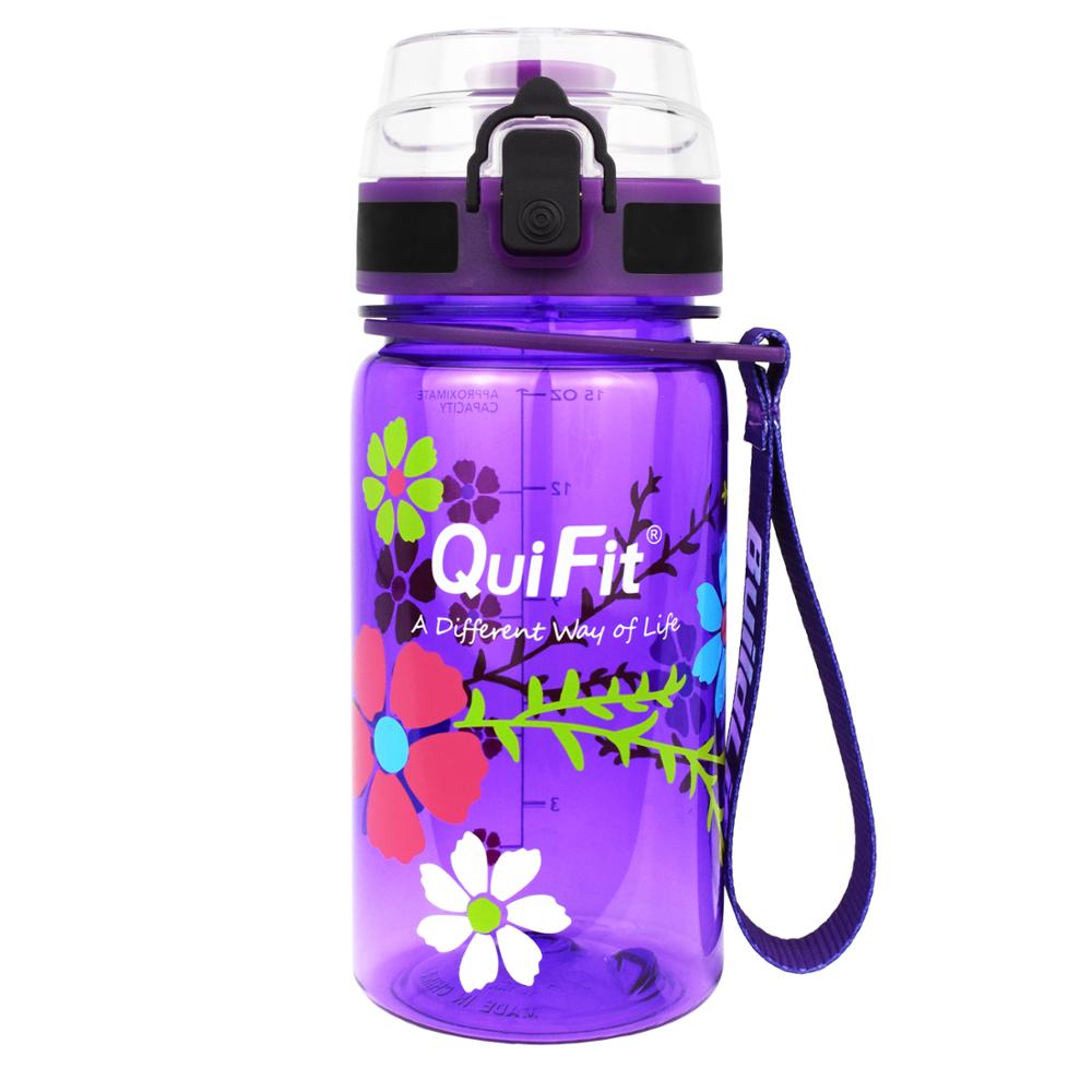 Quifit Tritan Water Bottle 450ml BPA Free Children Bottles Ourdoor Jug Tour Bottles Lovely Kettle for Kids: Purple Flip Flop