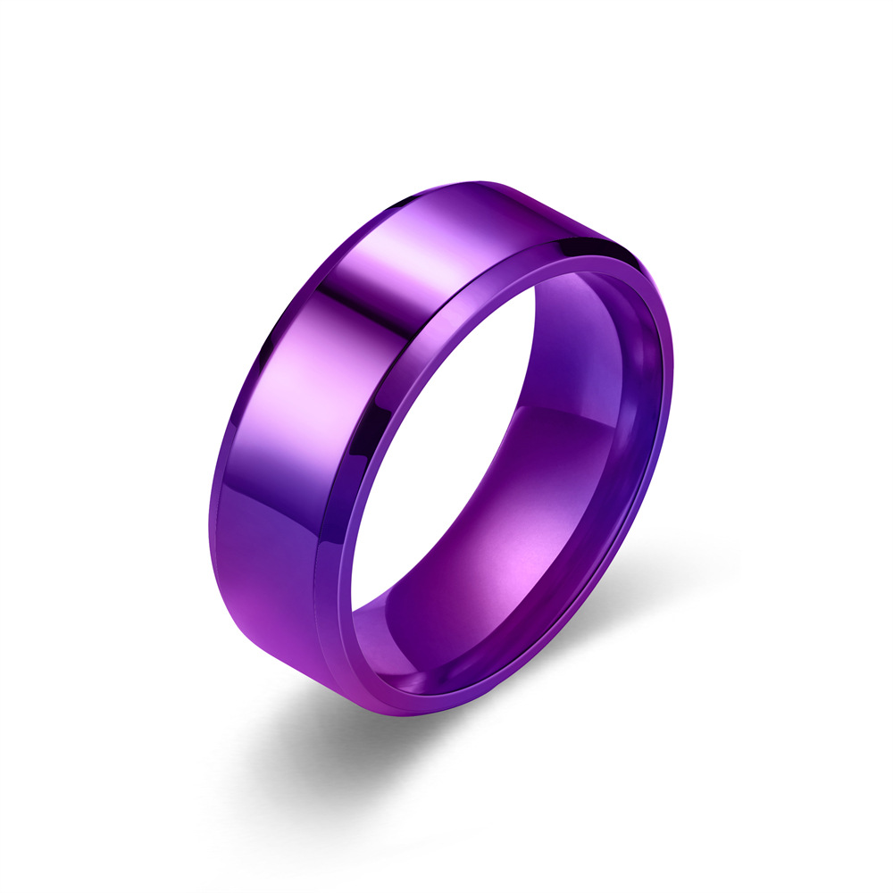 Anillos de acero inoxidable de titanio para hombre y mujer, 7 colores, 8mm, anillo de compromiso de boda cepillado mate, de joyería para pareja: 12 / Color