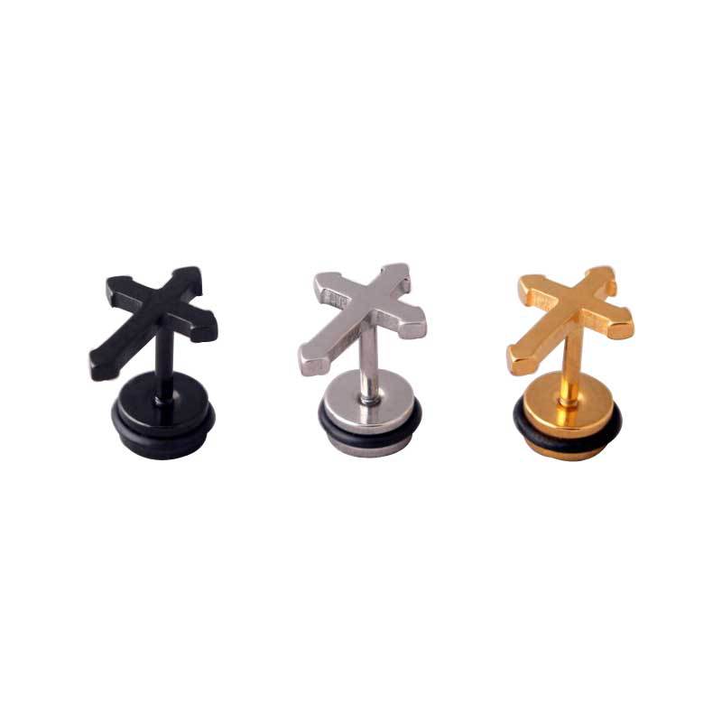 High Grade Stainless Steel Stud Earrings Anime Cross For Women Girls Geometric Ear Jewelry Birthday 2pieces