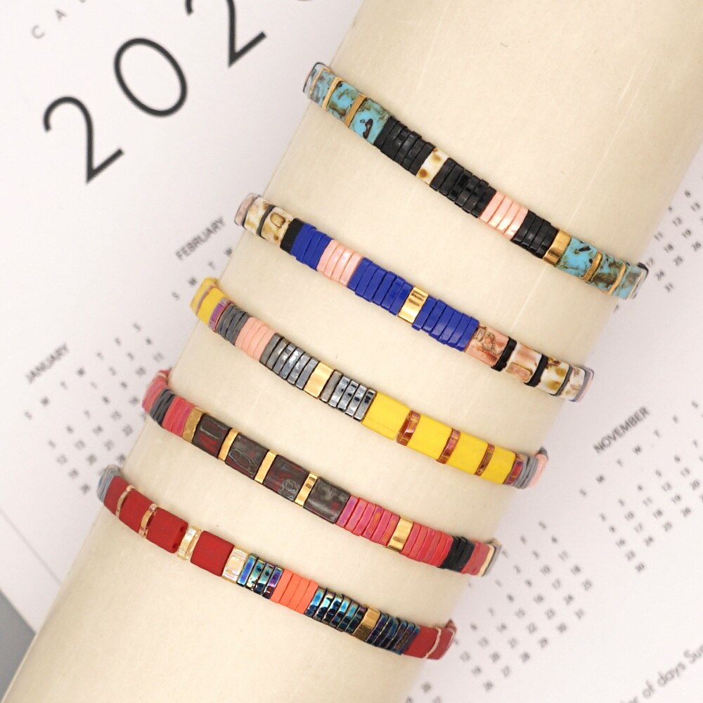 Go2 boho miyuki tila perle armbånd stretch smykker kvinder armbånd boho smykker vintage pulseras mujer