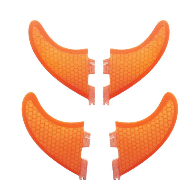 Quad fin Surfboard Fins 4PCS Set for FCS II box G5 +G3 size fiberglass Honeycomb with carbon M +S size FCS Fins surf Fin: Orange