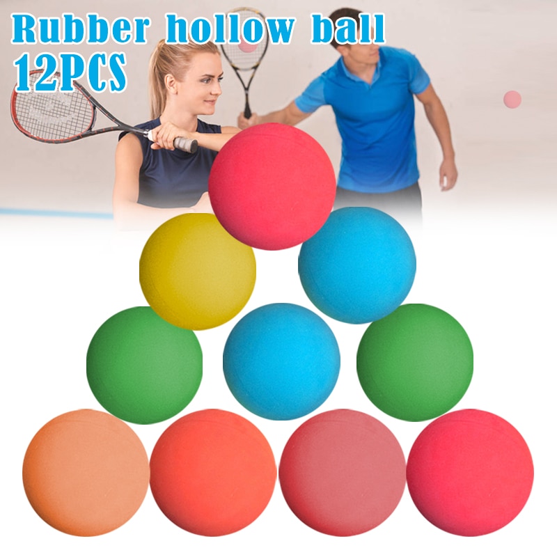 12 stk. 5.5cm racquetball gummikugle med høj elasticitet til træning i spil: Default Title