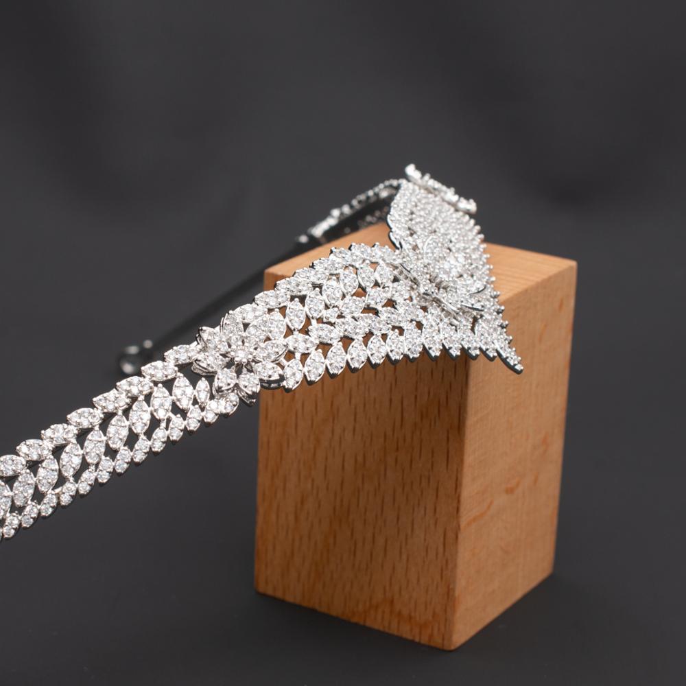 Diadema de circonita cúbica princesa flor Tiara real para la Boda nupcial accesorios de joyería para el cabello accesorios para el cabello CH10145