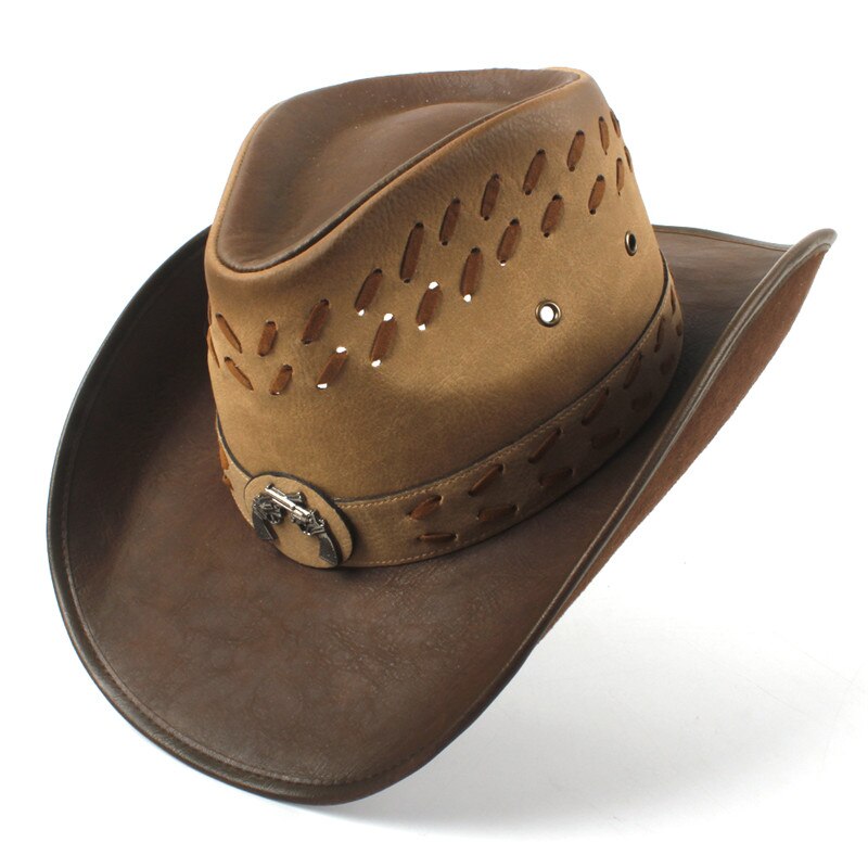 Herr halm western cowboyhatt sommar gentleman sombrero hombre kepsar pappa gudfar hattar storlek 58-59cm: Default Title