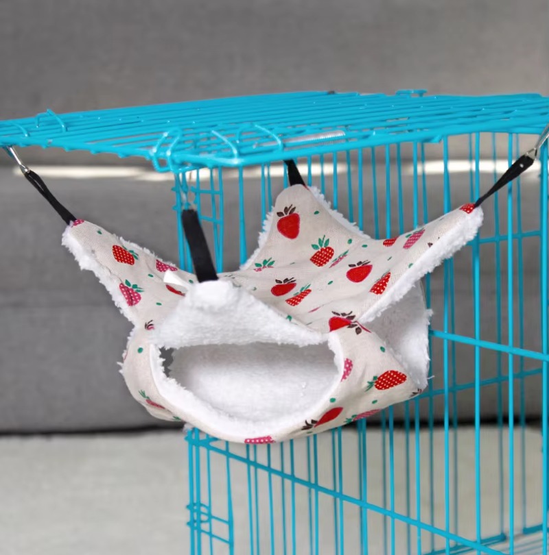 Hamac en peluche pour Hamster, petit Animal, Double couche, sac de couchage épais, nid pour animaux de compagnie, Rat, écureuil, Cage suspendue pour maison