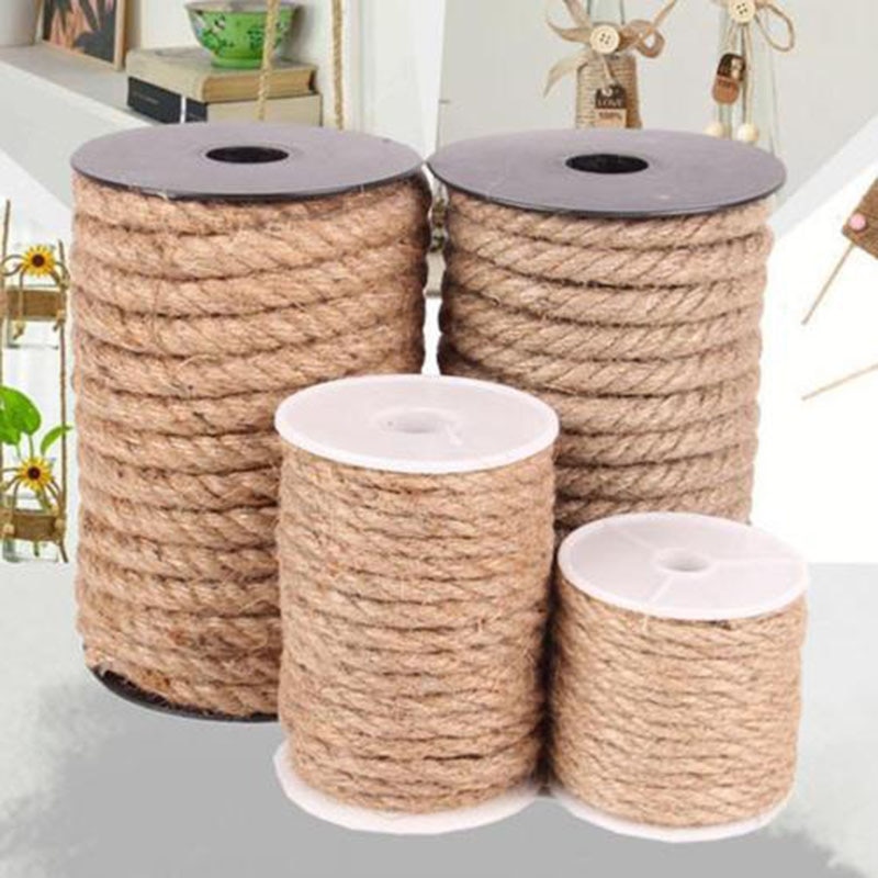10m jute hampa rep garn snöre hantverkssmycken gör 4/6/8/10mm tjocka för boxpackning eller gör-det-själv-dekoration