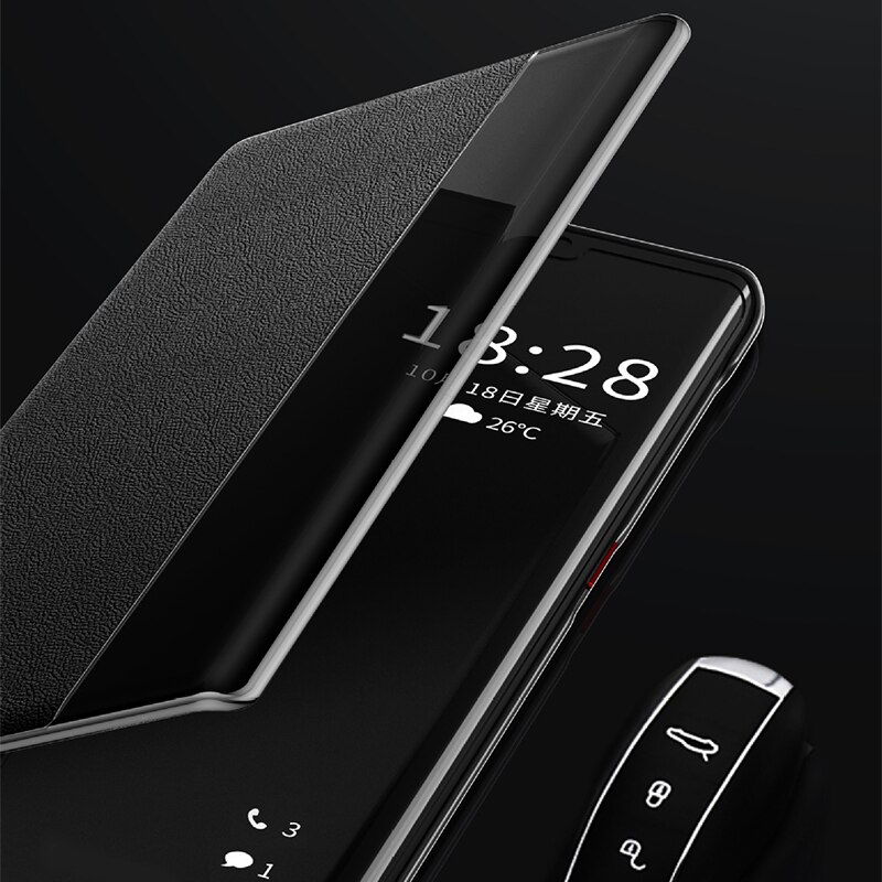 Luxury Leather Smart View Flip Case For Huawei Mate 40 Pro Mate40 Mate40pro 40pro 5G Global Version Magnetic Phone Cover