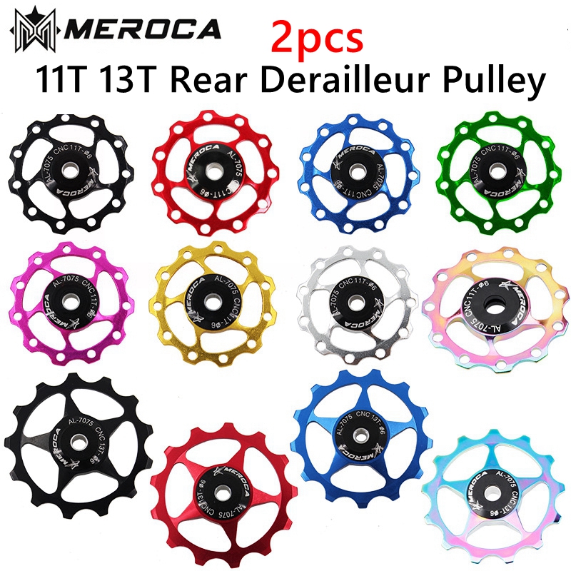 MEROCA 2 stücke MTB Rennrad Schaltwerk Rolle einstellen Fahrrad Jockey führen Rad Unterstützung 8-11 Geschwindigkeit 11T 13T für Shimano Sram