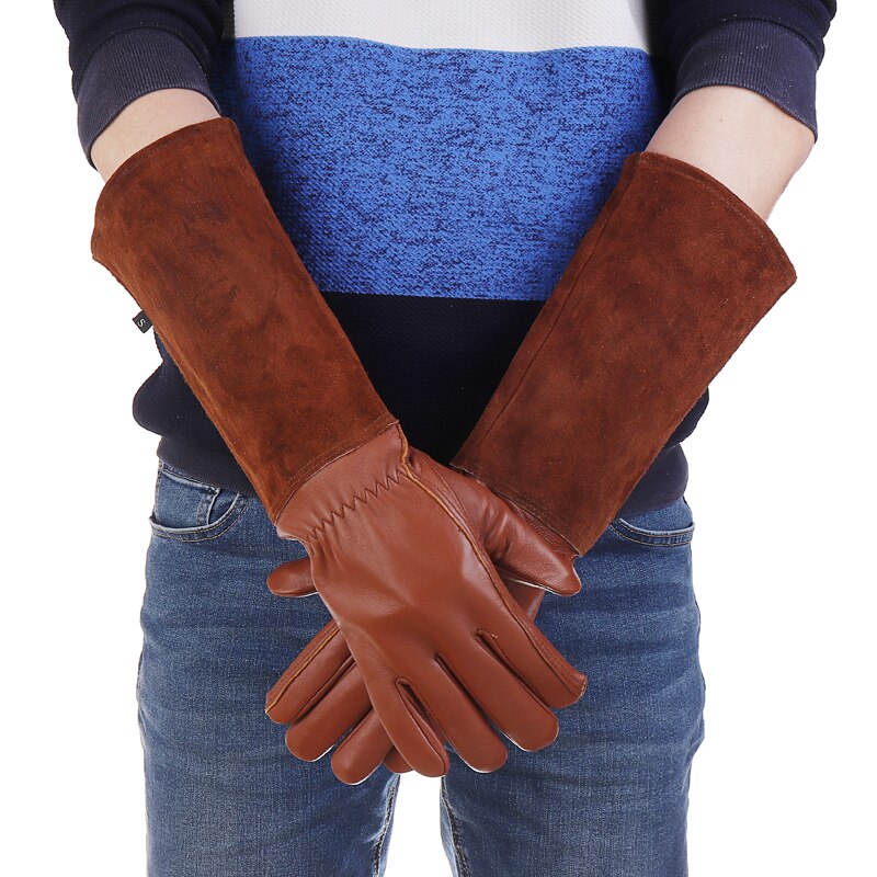 Guantes de poda de rosas para trabajo pesado, manoplas de manga larga a prueba de espinillas, para jardín y soldadura, 1 par