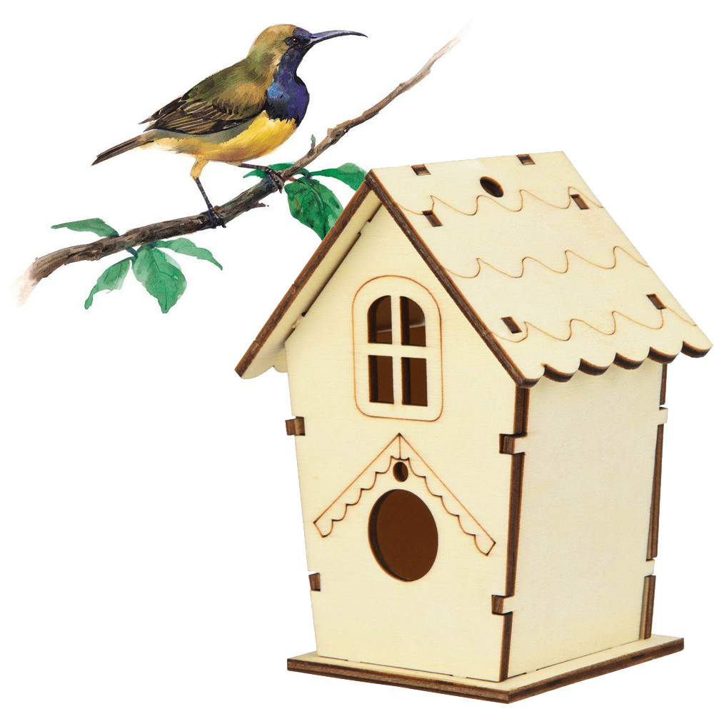 Portable Pet Birds DIY Nest House Outdoor Yard Gardening Handmade Bird House Wooden Box Home Decoration Supplies