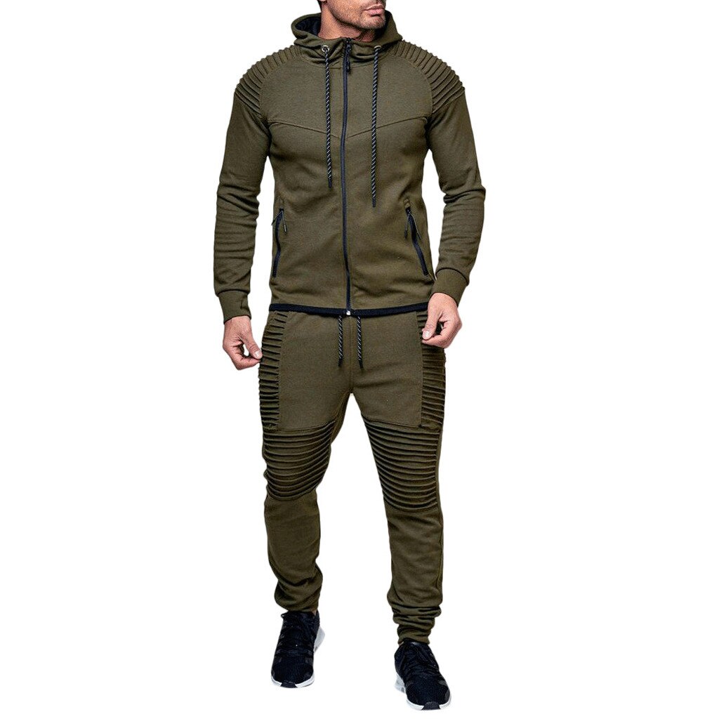 Ensemble pour homme, sweat-shirt à poches, Long pantalon, survêtement, Se6, collection automne et hiver: vert militaire / M