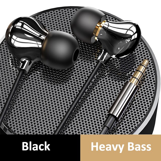 Écouteurs intra-auriculaires filaires avec micro basse, oreillettes stéréo, musique, Sport, jeu, prise de Type C, coque en céramique, 8 cœurs, 3.5mm: Black 3.5mm