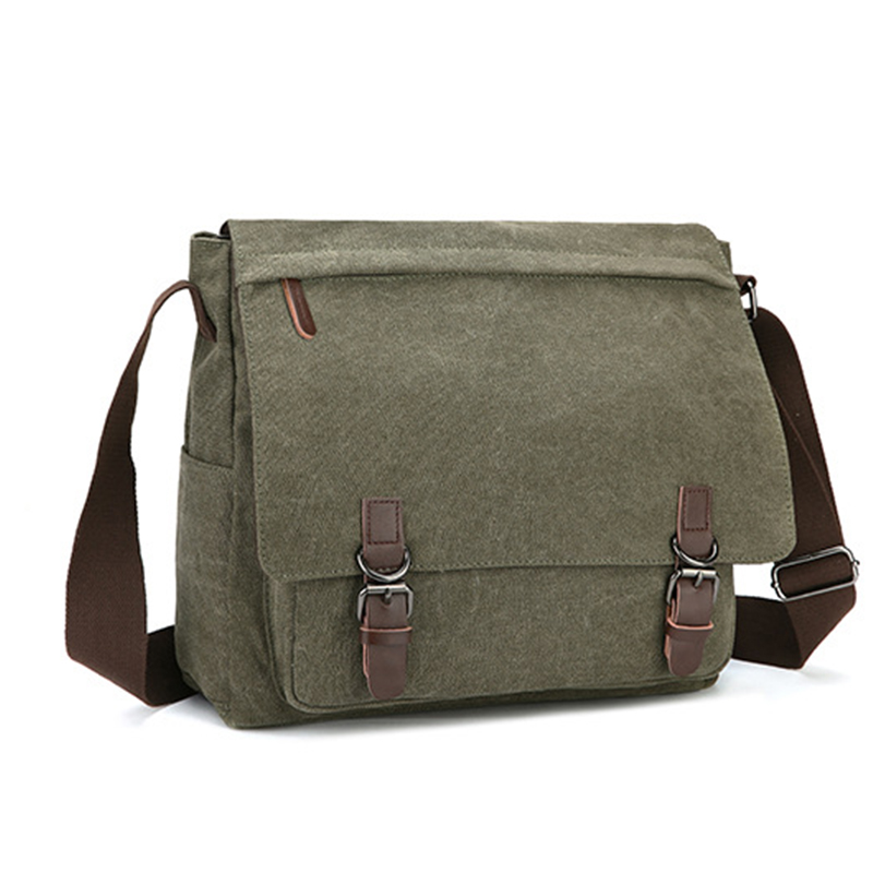 Männer Leinwand Umhängetasche Vintage Business Casual Reise Schulter Tasche Laptop Umhängetaschen Für Mann Bolso Hombre Retro: Amry Green / L
