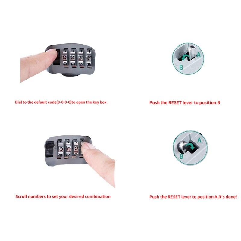 MOOL 4-Digit Key Lock Box Combination Password Lock Box with Code for House Key Storage Combo Door Locker